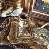 Large bronze hand candle holder