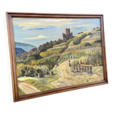 XXXL painting Alsatian landscape VINE Viticulture Harvest Vineyard By Théo