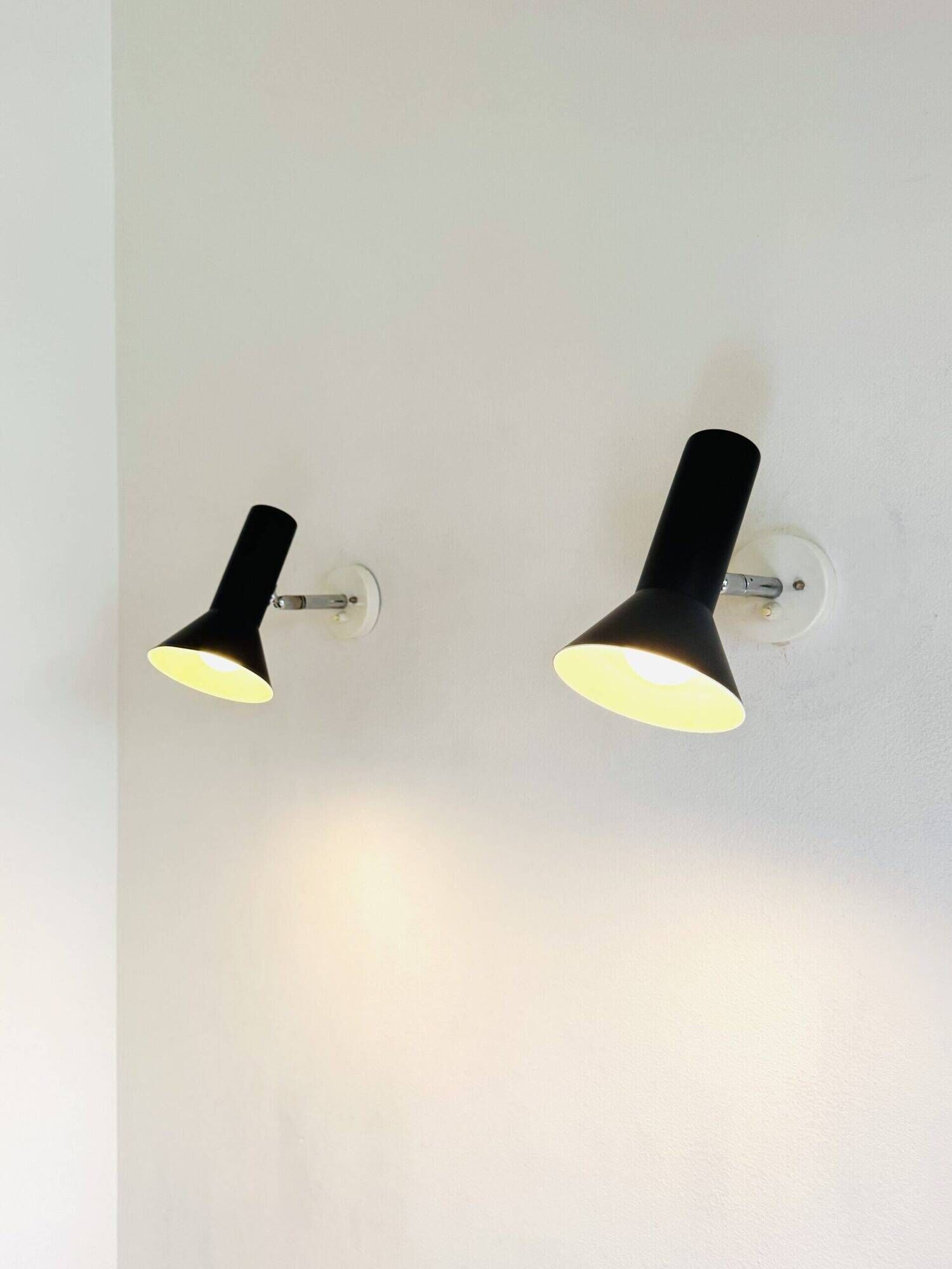 Pair Of C-1524 Adjustable Wall Lamps In Black By Raak Amsterdam, The Netherlands, 1960S