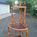 Bibliothèque étagère angle rotin bambou vintage 1960 (peacock / Emmanuelle)