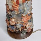 Lampe vintage H.A. Ludwig en pierres semi-précieuses et bois West Germany