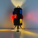 Brutalist table lamp metal and glass, 1970s