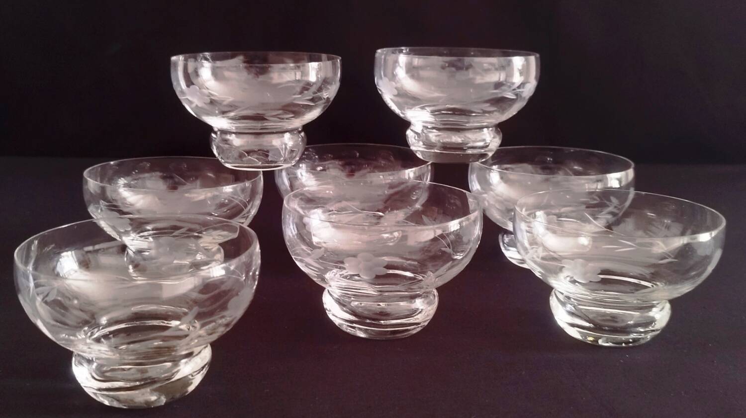 Vintage Engraved Crystal Champagne Glasses