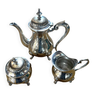 Service 3 pièces à thé/café François Frionnet poinçonné métal argenté vintage