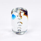 1980s glass paperweight Sklo Union Rosice, Czechoslovakia