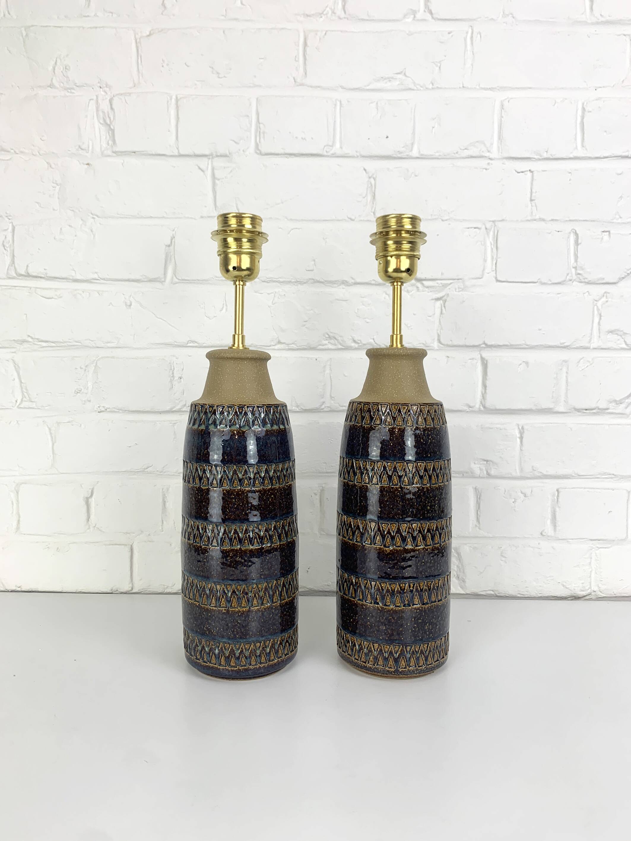 Pair of Erling Mortensen ceramic table lamps, Soholm, Denmark, 1960s