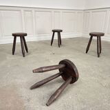 Four small pine stools from the 1950s