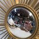 Golden metal witch's eye sun mirror from the 70s, 86cm.