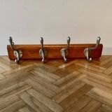 Vintage wooden wall coat rack - 4 hooks.