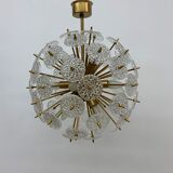 Val Saint Lambert crystal sputnik gold chandelier , 1960’s