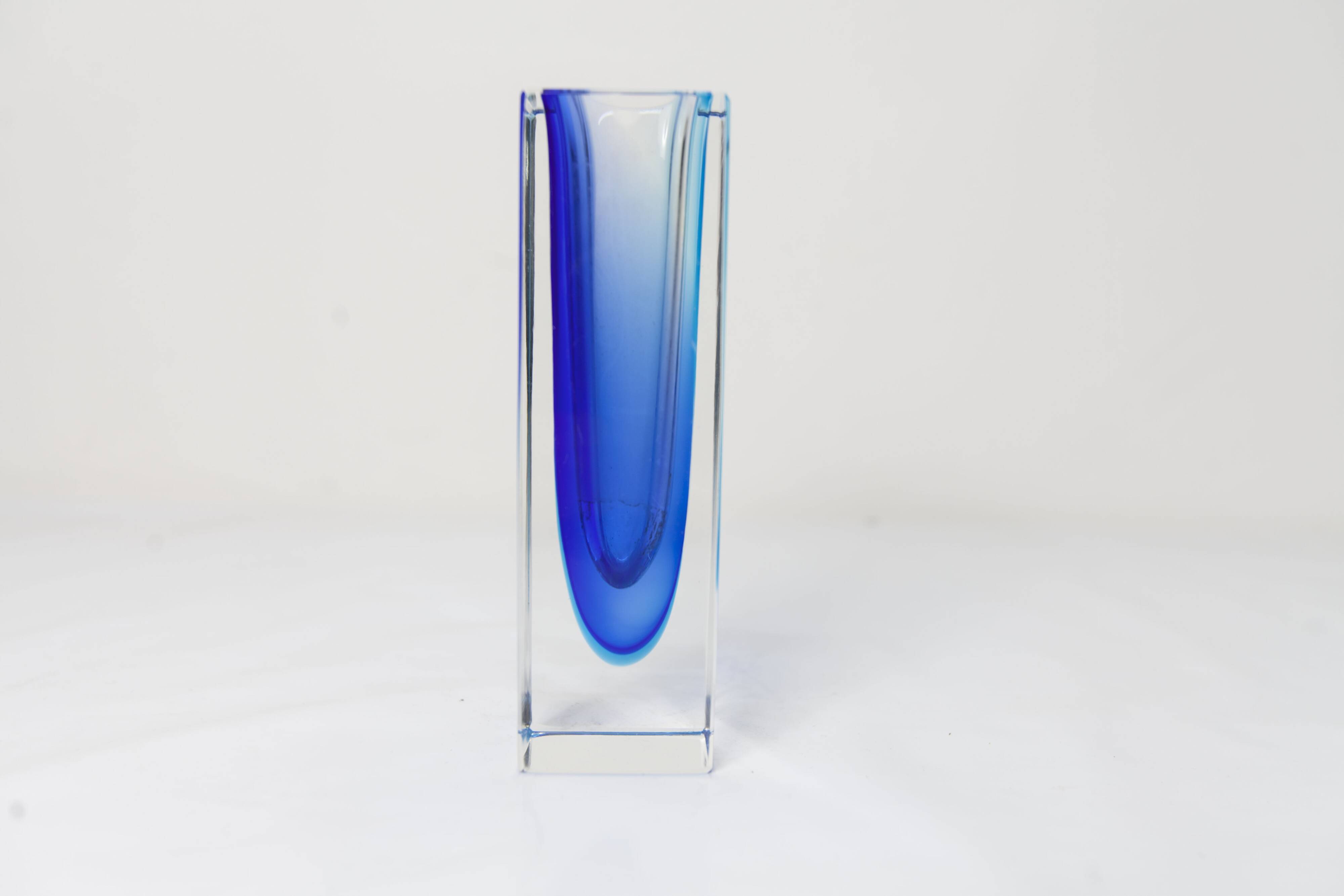 Sommerso Murano blue vase 1960