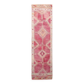 Tapis Couloir Kilim Anatolien Vintage, Rose Foncé, Fait Main, 96x342 Cm