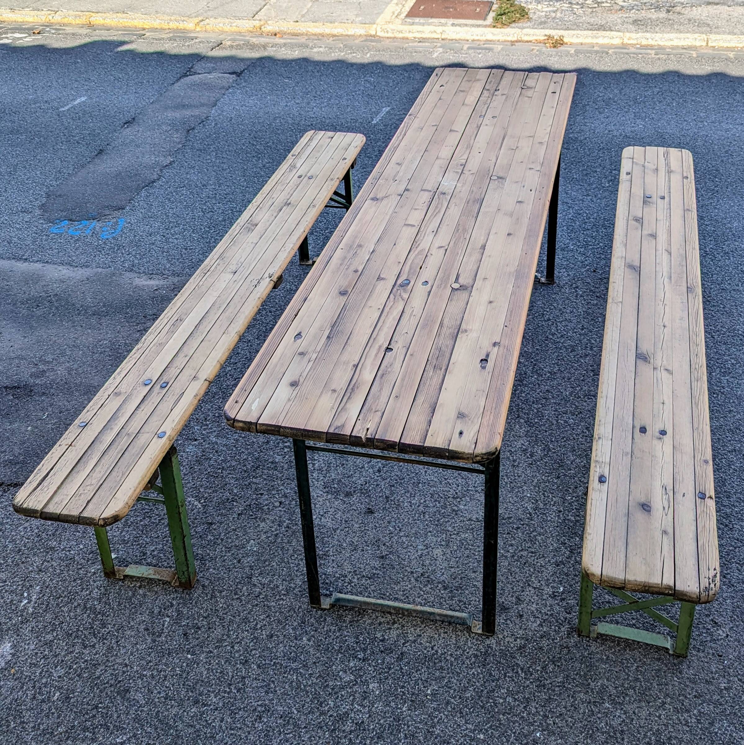 Guinguette table and benches set