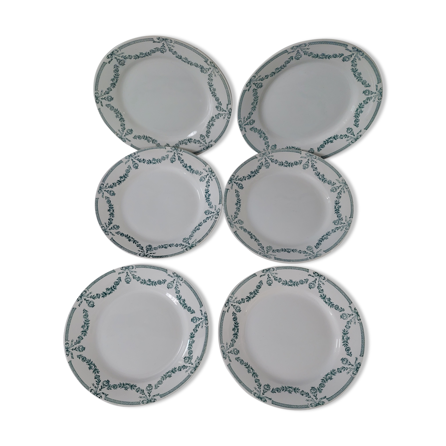Set of 6 plates porcelain moulin des loups & hamage nord model valdivia used