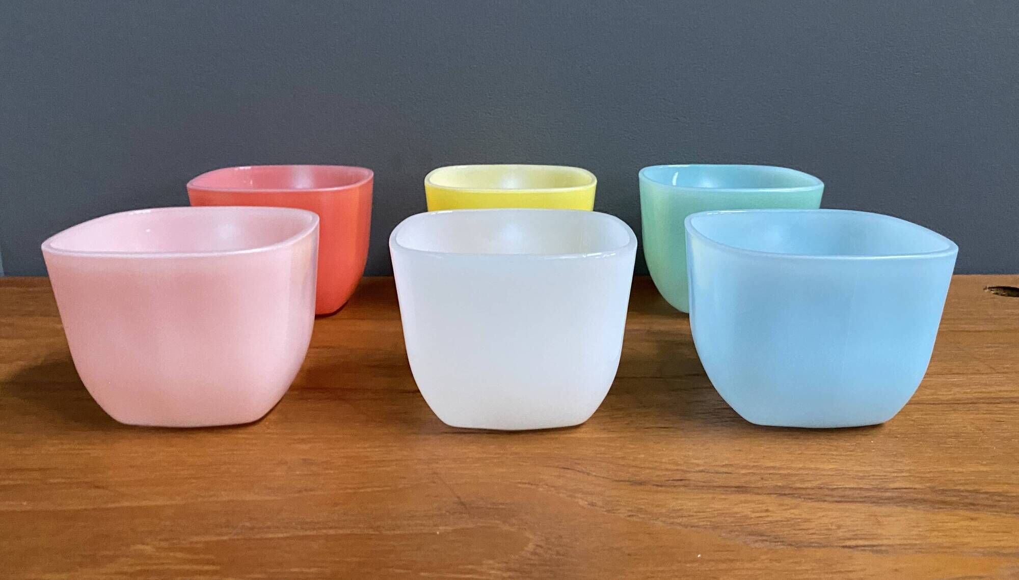 Set of 6 colorful glases / cups by Opale 1960s