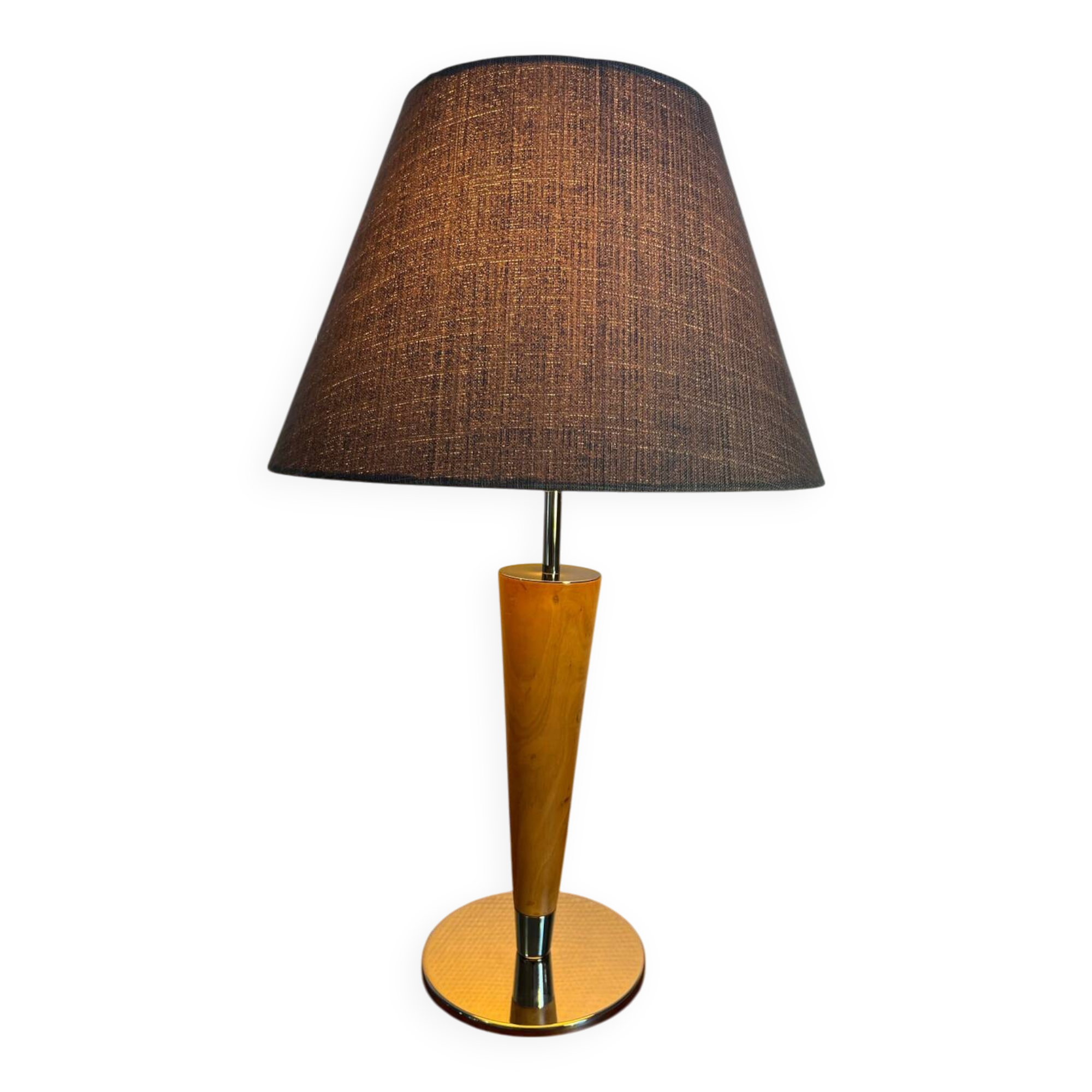 Art Deco table lamp in wood and silver metal