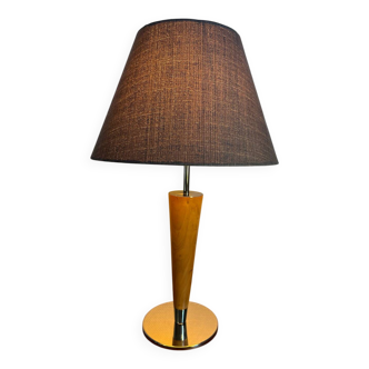 Art Deco table lamp in wood and silver metal