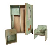 Ensemble de meubles de poupée en bois, jouet enfant, années 1960