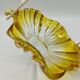 Vintage amber glass pocket basket with scoubidou handle – 1960s