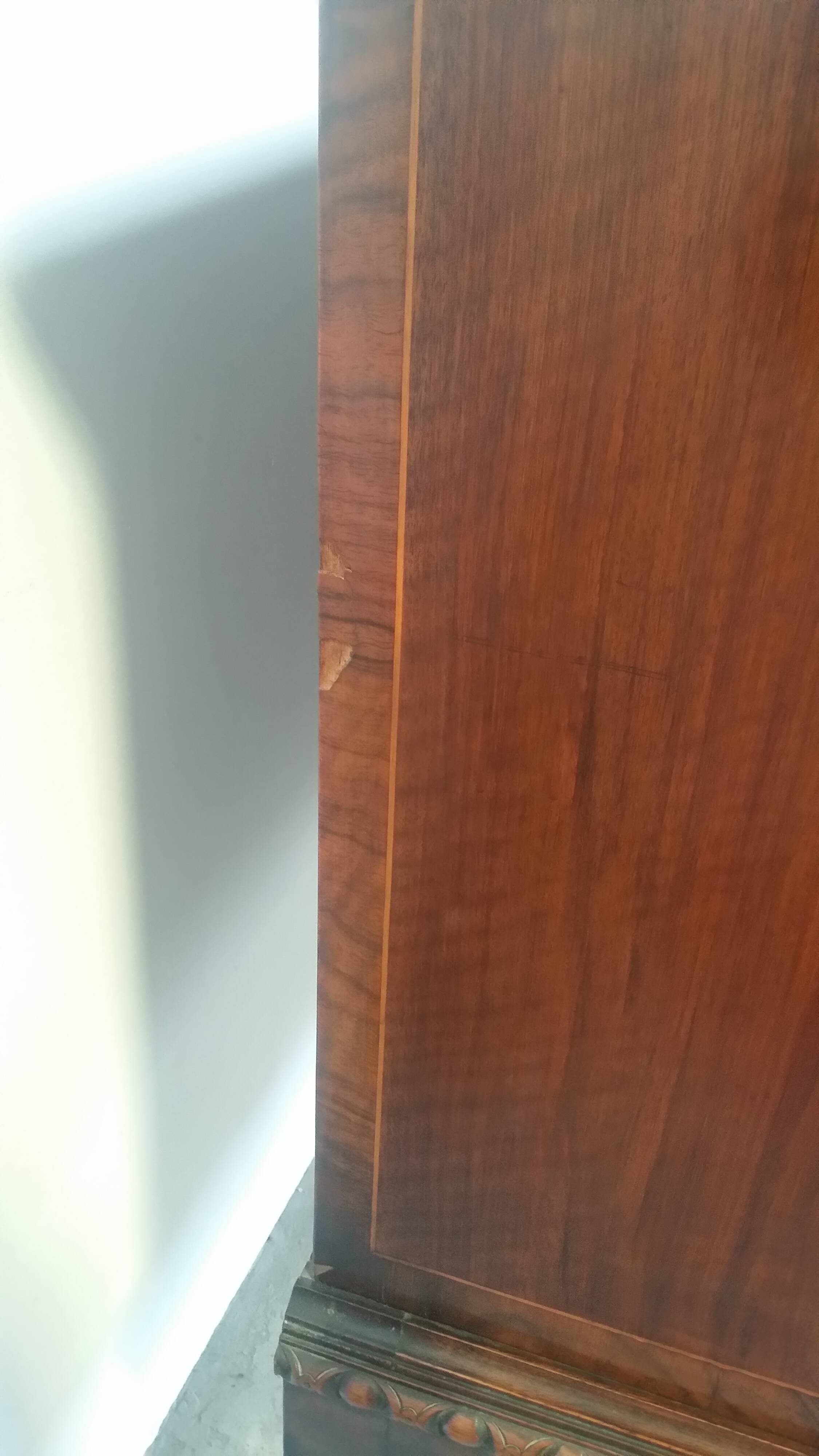 English burl walnut cabinet