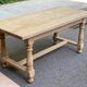 Renovated extendable farmhouse dining table made of solid raw oak from the 1950s.
