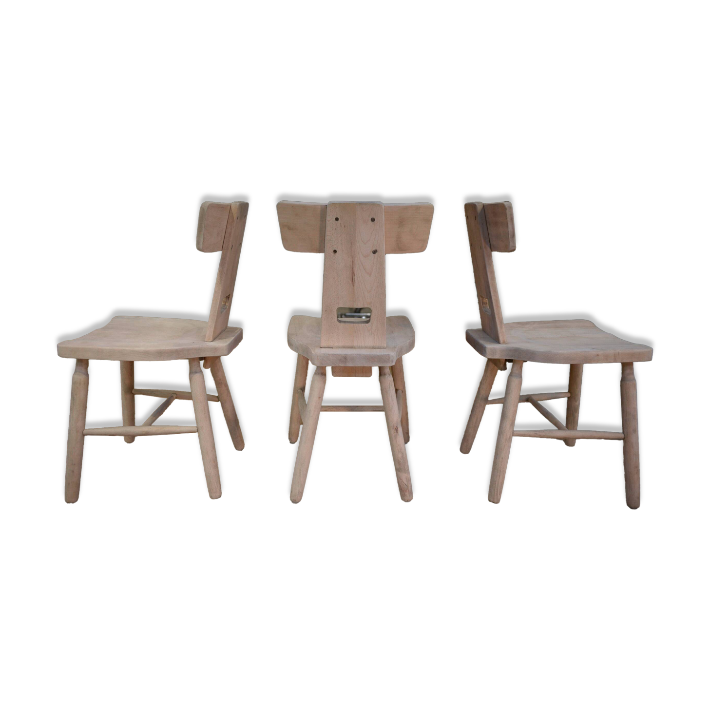 Set of 3 beech chairs 1960