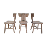 Set of 3 beech chairs 1960