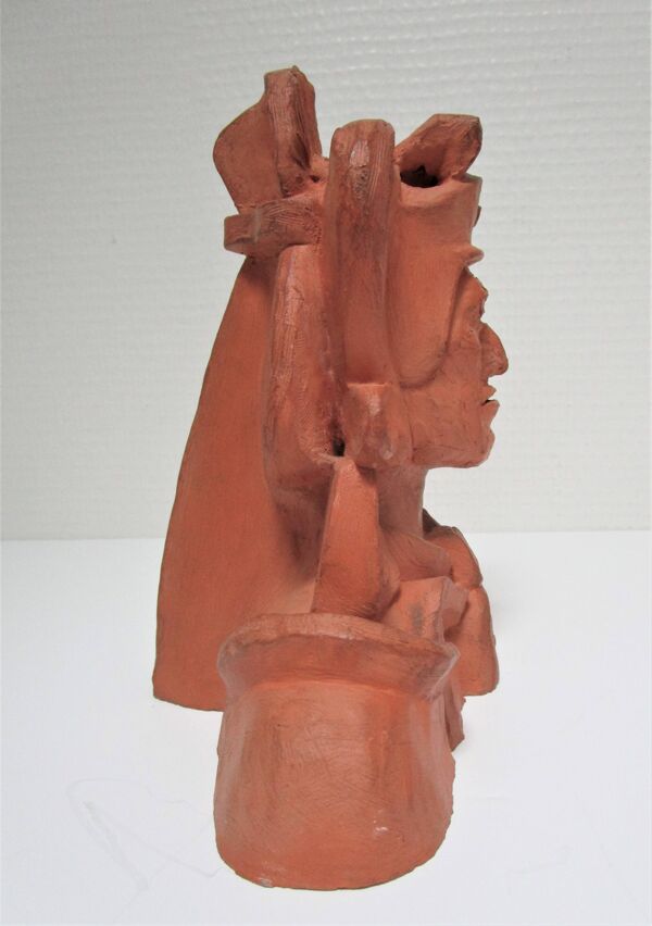 Bougeoir sculptural visage Amérindien signé Mario Frascaroli