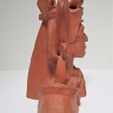 Sculptural Native American face candle holder signed Mario Frascaroli