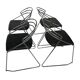 4 chaises minimalistes en fil d'acier chromé, années 80