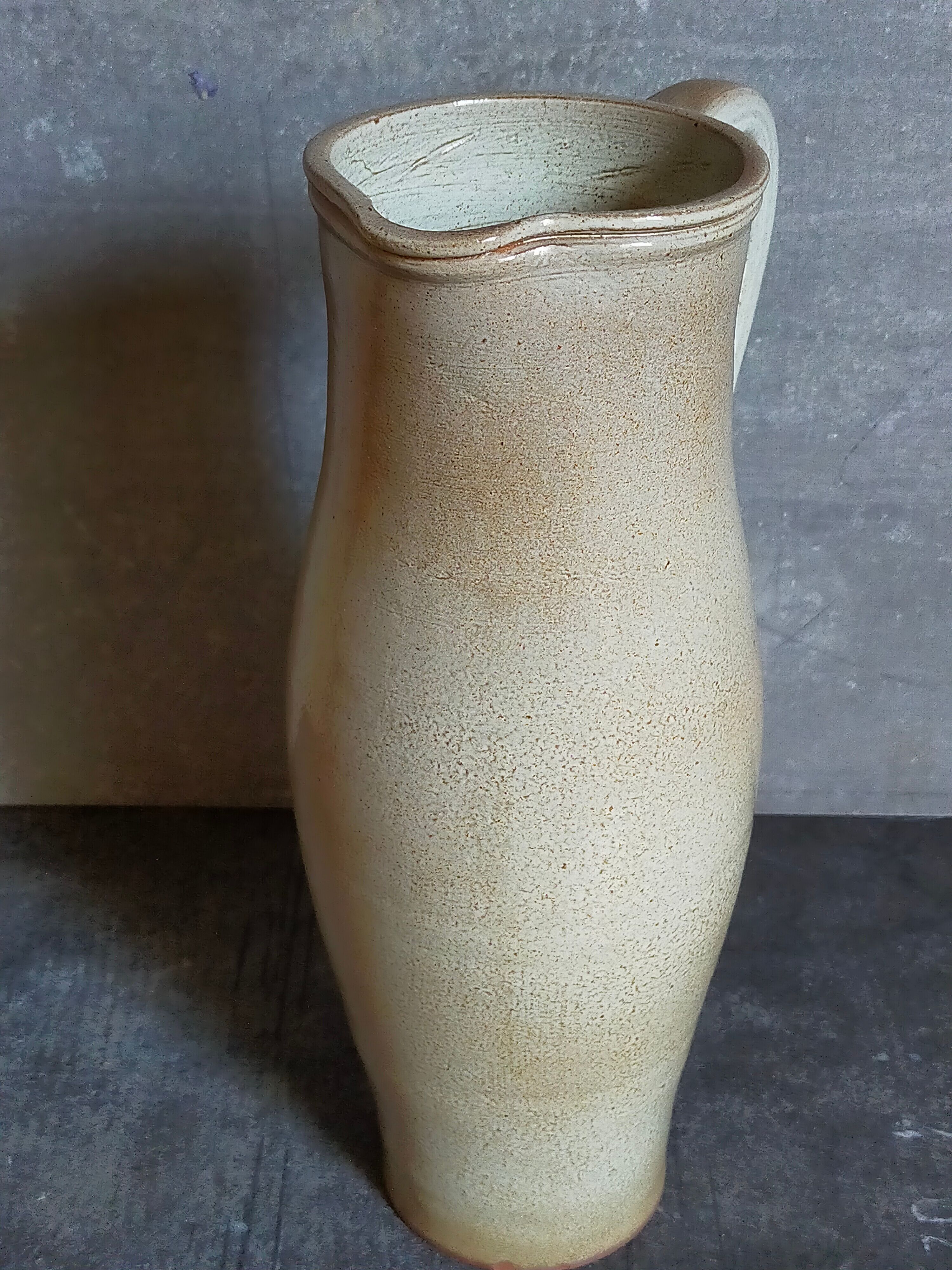 Enamelled sandstone pitcher Jean Dubost in Noron La Poterie 60s