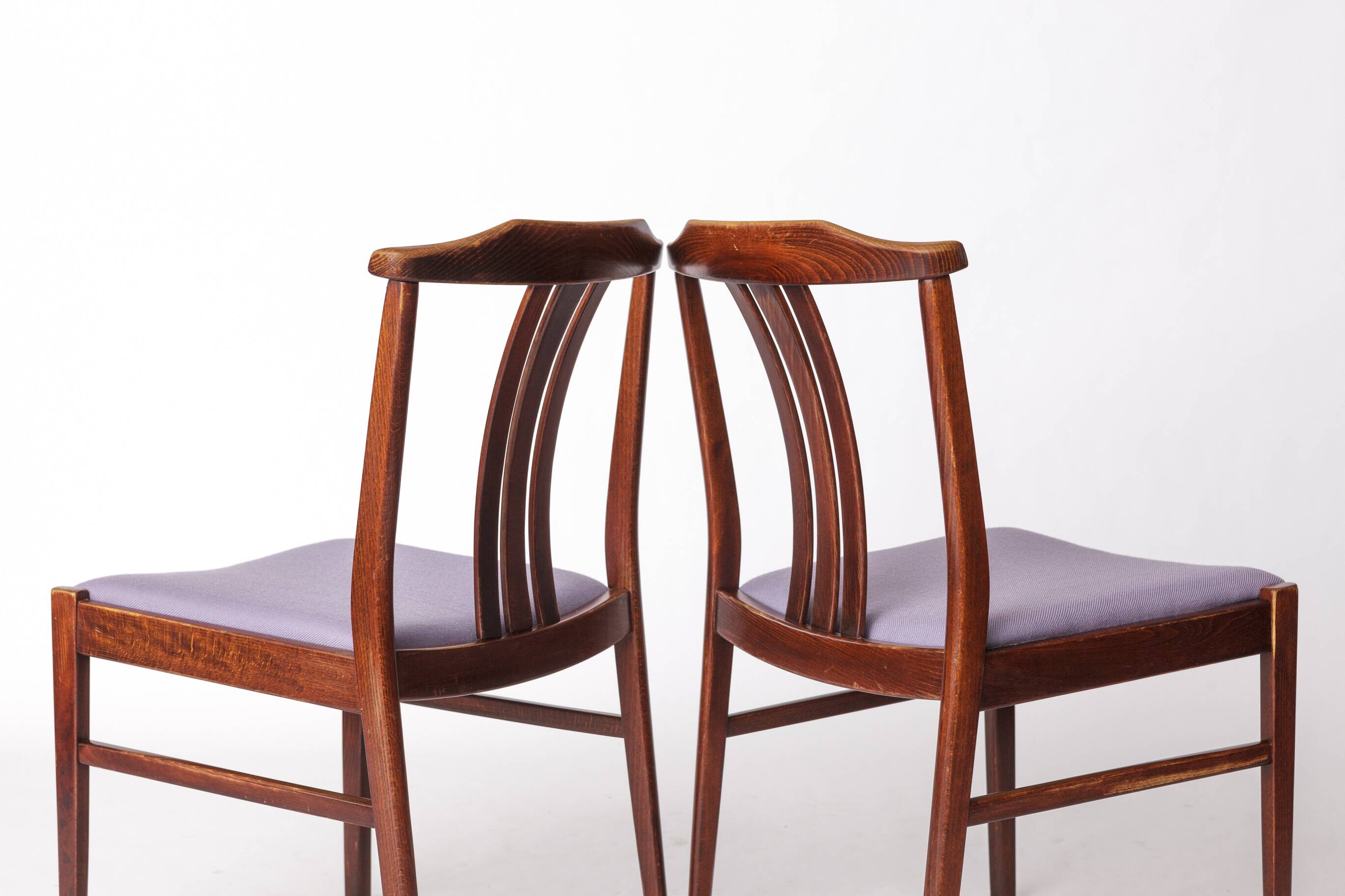 Pair of Vintage Swedish Chairs by LBG Group – 1970s Beech & Purple Fabric