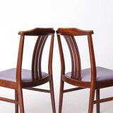 Pair of Vintage Swedish Chairs by LBG Group – 1970s Beech & Purple Fabric