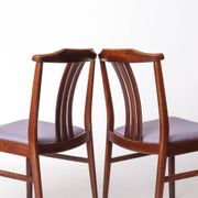 Pair of Vintage Swedish Chairs by LBG Group – 1970s Beech & Purple Fabric