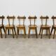 6 brutalist solid wood chairs, chalet decor, vintage