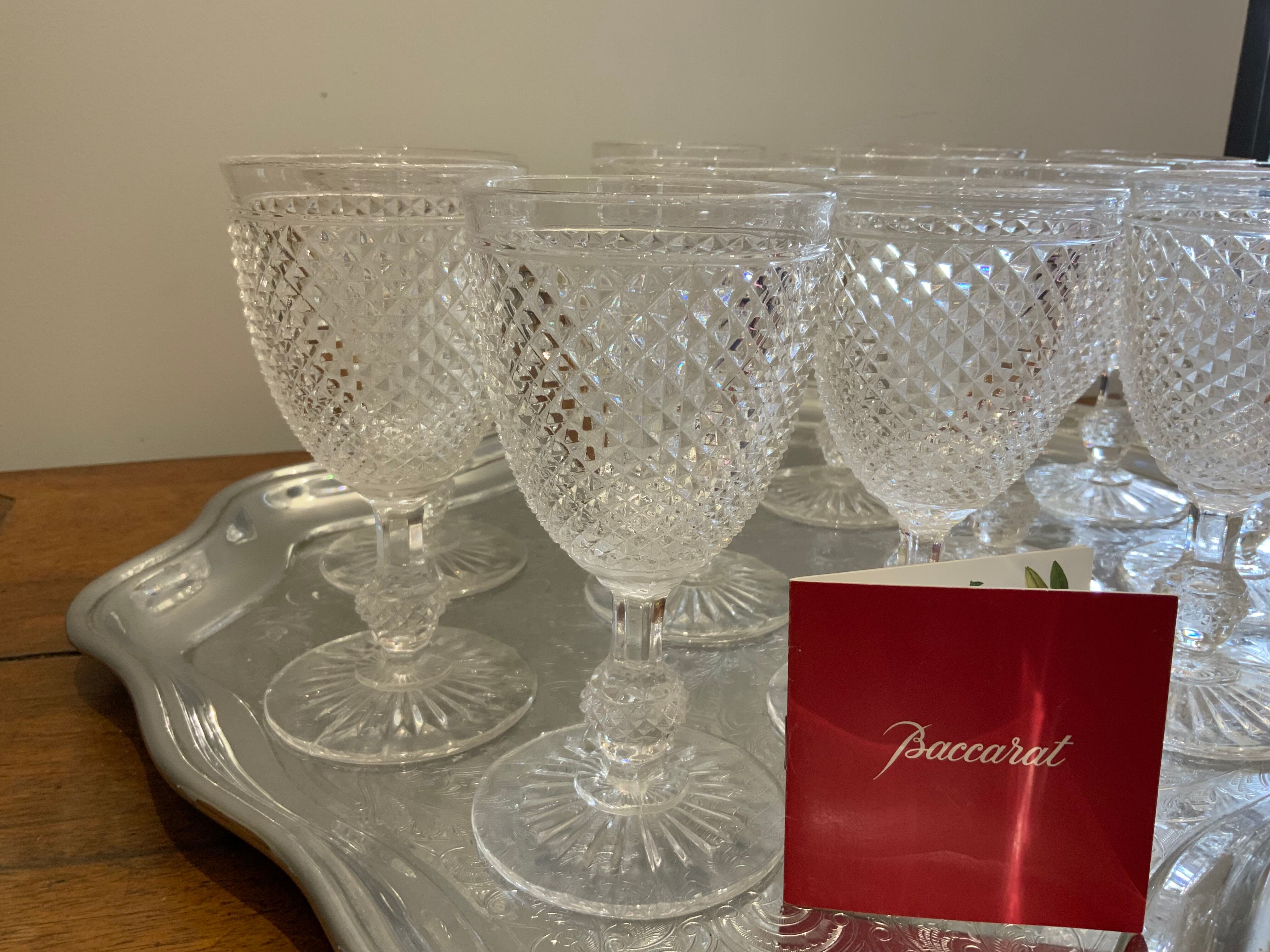 Baccarat 12 wine glasses diamond tips