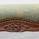 Louis XV stool with carved floral apron and original damask upholstery