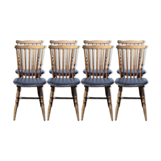 8 chaises bistrot baumann western skaï noir