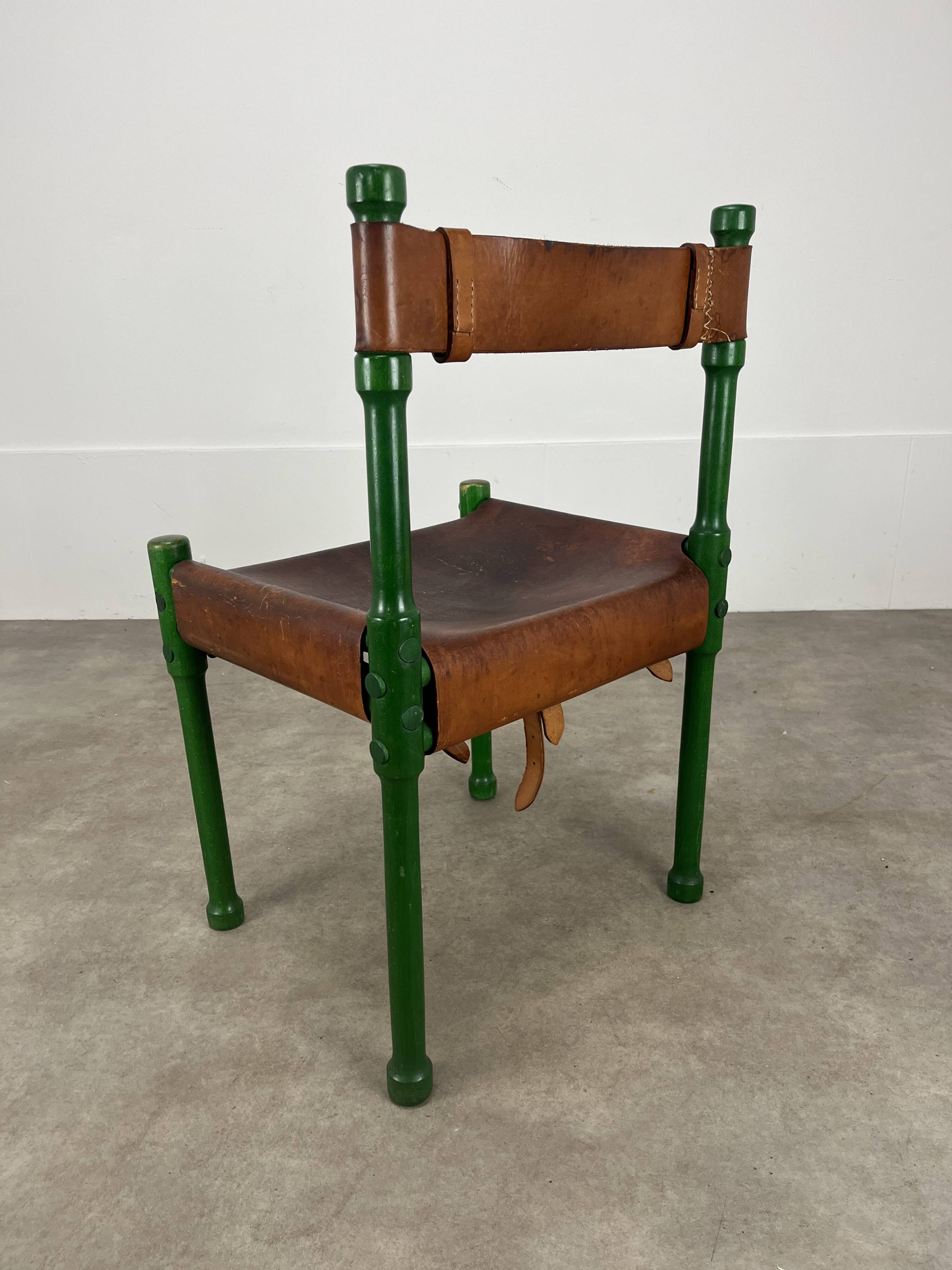 Stretched leather safari chair, 60s Jungle Chic style
