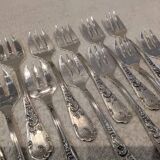 12 silver-plated oyster forks by silversmith Francois Frionnet, Floria