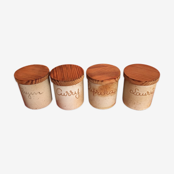 Lot de 4 pots à épices en grès du marais