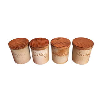 Lot of 4 sandstone spice pots