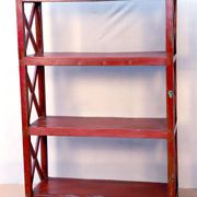 Burmese teak bookcase with original red patina
