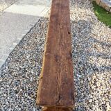Large old oak farm bench with heart decor