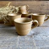 6 tasses en grès France vintage