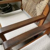 Pair of oak and straw armchairs, reconstruction style