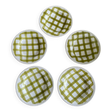 5 assiettes creuses en céramique vichy verte
