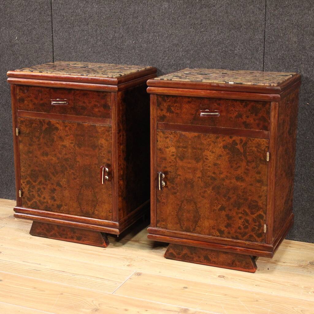 Pair of Italian Marble Top Nightstands from the 20th Century