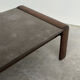 Vintage Belgian oak & fossil slate coffee table, brutalist modern, 1970s