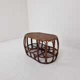 Italian Wicker and Rattan Coffee Table, 1970s